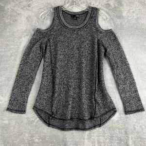 Aqua Cashmere Sweater Womens S Heathered Grey Shoulder Cutouts Luxe